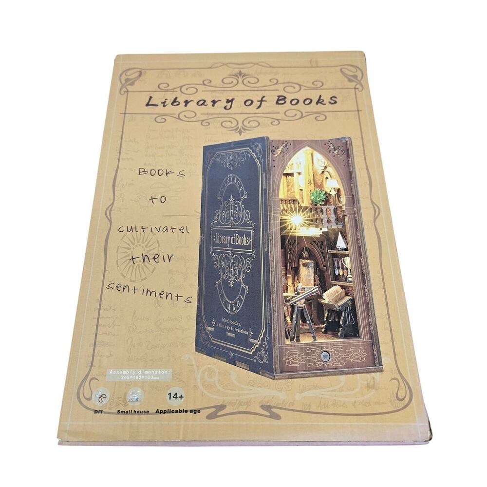 NEW Book Nook Library of Books DIY Kit Craft Cozy Academia Light Up Miniature